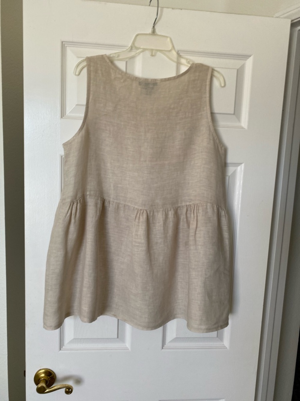 Tahari Cream Linen Sleeveless Peplum Top - Picture 3 of 7